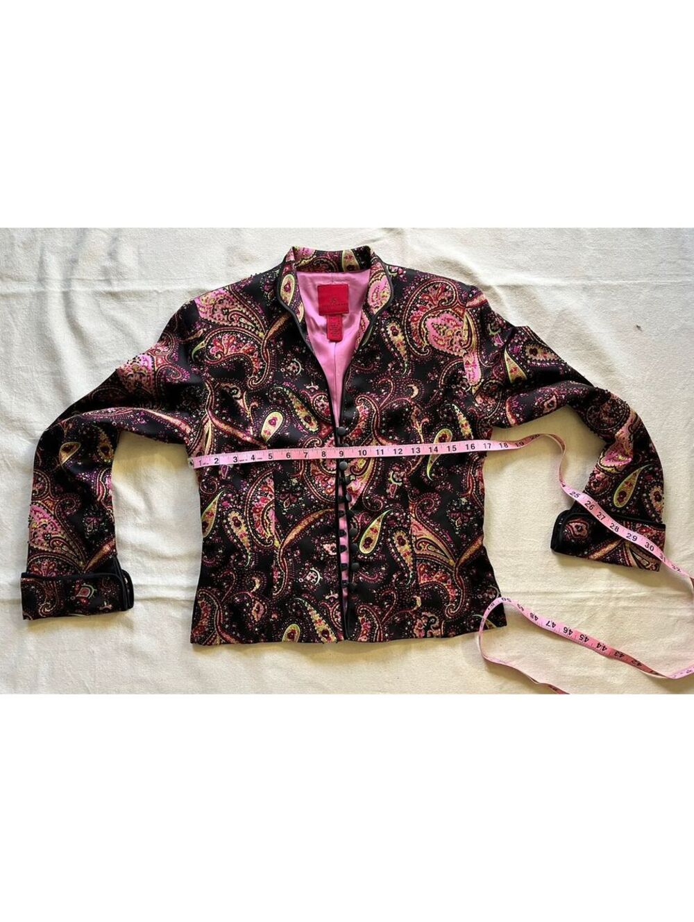 JS Collections Paisley Patterned Button-Up Blazer Jacket - Picture 8 of 9